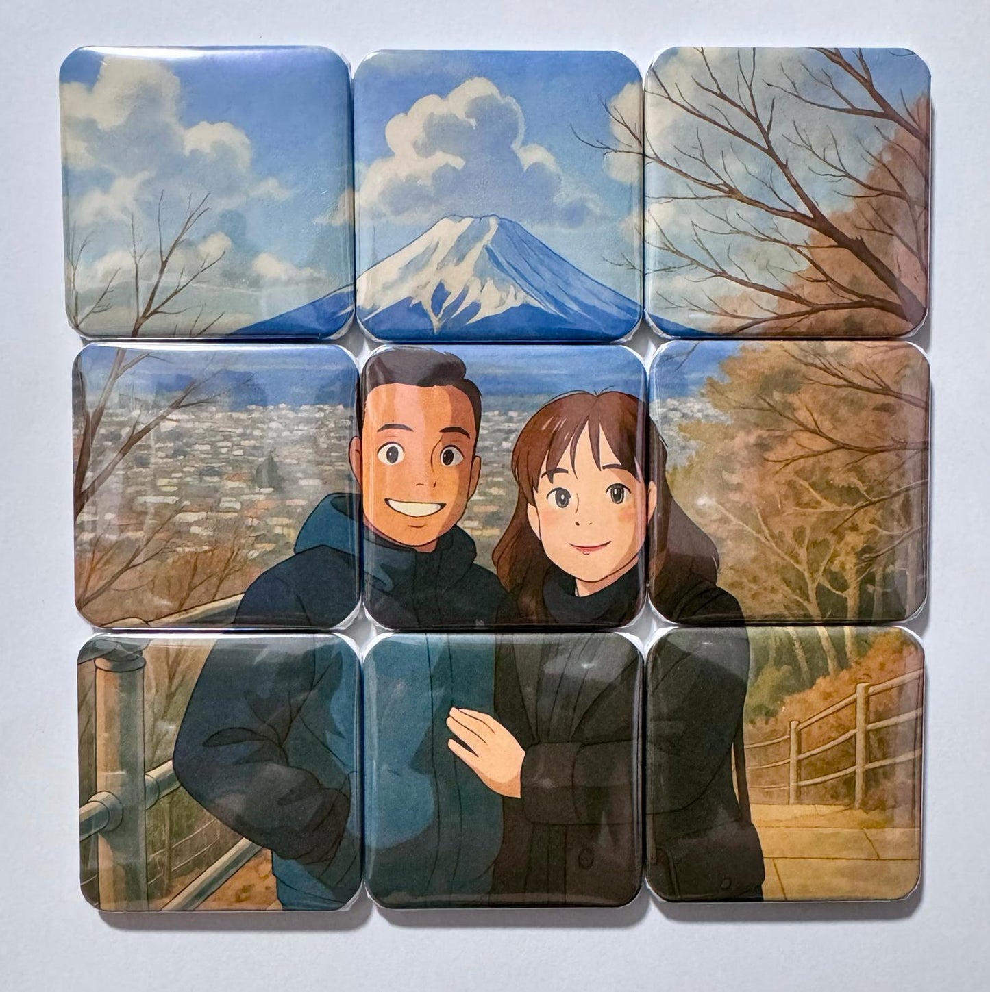 Custom 3 by 3 puzzle magnets with photo memories Singapore personalized gift